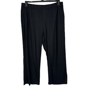 Old Navy X-Large Wide Leg Pants Linen Blend Pockets Hi-Rise Pull-On Black